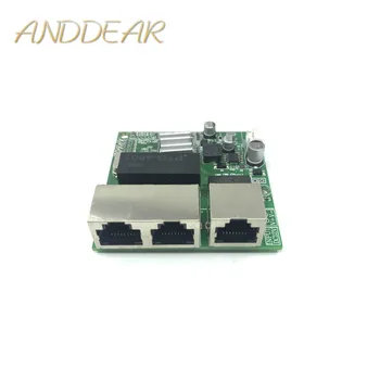 3-портов модул gigabit комутатор широко се използва в led линия 3 на порта 10/100/1000 м пинов порт, мини-модул ключа PCBA дънната Платка