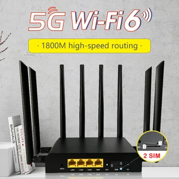Wifi6 Две SIM карти 5G Рутер НСА SA 1800 Mbit/с Openwrt ОКОТО 3 * 1000 Mbps LAN 8 * Антена 2,4 G 5,8 Ghz Wifi Модем е с две sim-карти Roteador