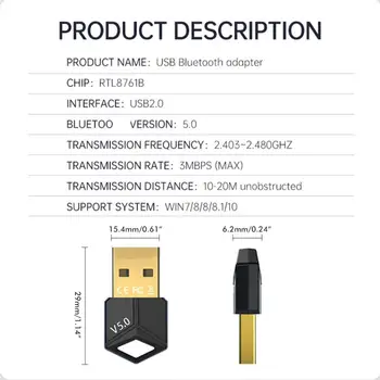Bluetooth-съвместими USB адаптер 5,0 аудиоприемник безжични адаптери