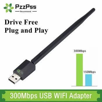 PzzPss Mini USB WiFi адаптер, LAN и Wi-Fi приемник, 300 Mbit/s, WIFI адаптер за безжична мрежова карта за Windows PC