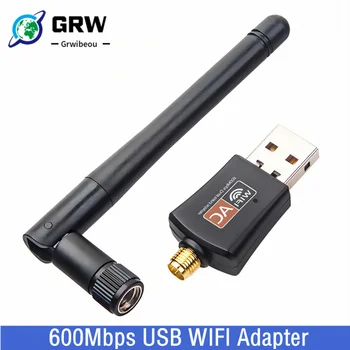 Grwibeou двойна лента 600 Mbps с USB WIFI Адаптер 2,4 Ghz И 5 Ghz WiFi С една Антена PC Мини Компютър Мрежова Карта Приемник За PC, Лаптоп