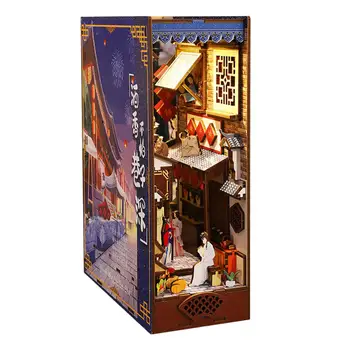 3D Дървен пъзел Поставка за форзаца Комплект Декоративни изделия Модел с led подсветка Незаконченная bookshelf части за подарък възрастен на рожден Ден