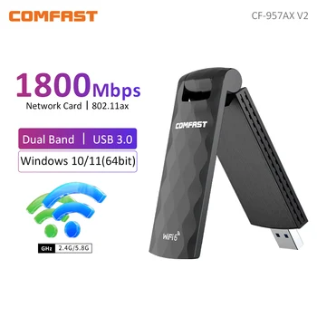CF-957AXV2 WiFi 6 USB, Безжичен Адаптер 802.11 ax 2,4 G 5G USB 3.0 Мрежова карта 1800 Mbps Високоскоростен WiFi dongle за Лаптоп /Dektop