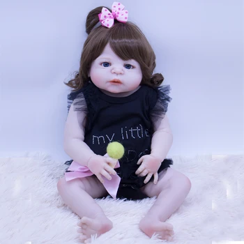 55 СМ Силиконова Кукла за Цялото Тяло, Реалистична Кукла-Реборн за Малки Момичета, Мек перука 2023, модни Коледни Подаръци, играчки за Деца, детски Изненада D