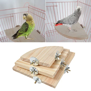 1 бр. домашни птици Папагал Дървена платформа, Поставка за играчки за клетка за клетки 3 размера