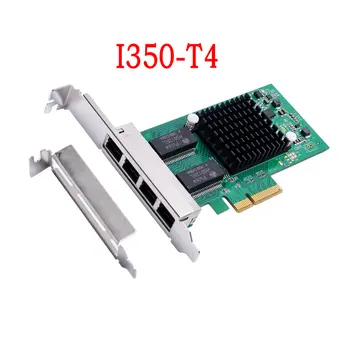 Intel I350-AM4 Чип 4 Порта PCI-e x4 Gigabit Ethernet Мрежова Карта Quad RJ-45 Сървър Вътрешен Мрежов адаптер 10/100/1000 Mbps за Настолни КОМПЮТРИ